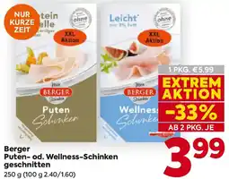 Billa Berger puten- od. wellness-schinken geschnitten Angebot