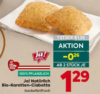 Billa Ja! Natürlich Bio-Karotten-Ciabatta Angebot
