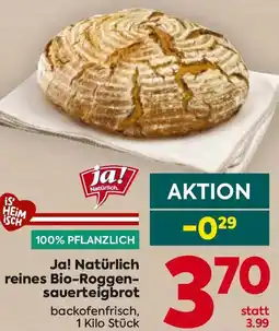 Billa Ja! Natürlich reines Bio-Roggen- sauerteigbrot Angebot