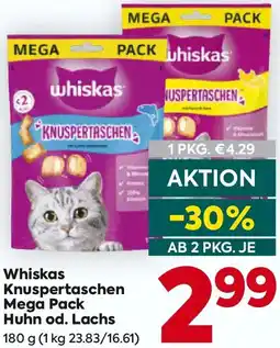 Billa Whiskas Knuspertaschen Mega Pack Huhn od. Lachs Angebot
