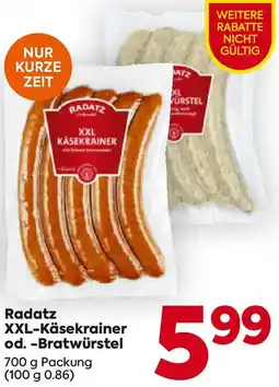 Billa Radatz XXL-Käsekrainer od. -Bratwürstel Angebot