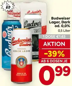 Billa Budweiser Lager, Dark od. 0.0% Angebot