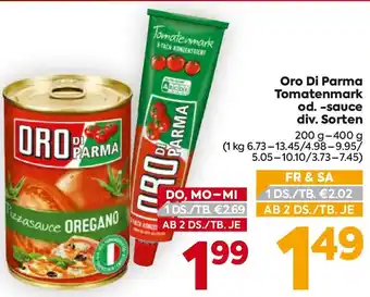 Billa Oro Di Parma Tomatenmark od. -sauce Angebot