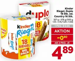 Billa Kinder Riegel, Duplo od. Country Angebot