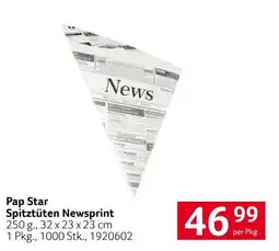 Transgourmet Pap Star Spitztüten Newsprint Angebot