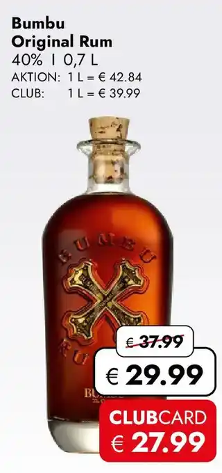 Travel FREE Bumbu Original Rum 40% Angebot