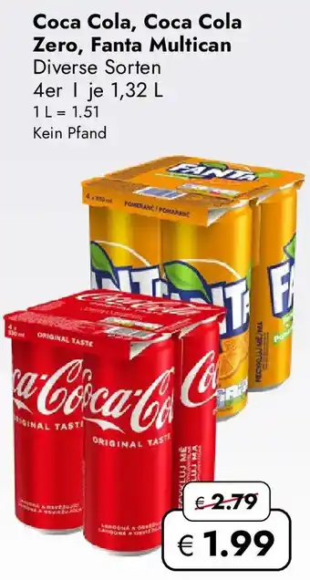 Travel FREE Coca Cola, Coca Cola Zero, Fanta Multican Angebot