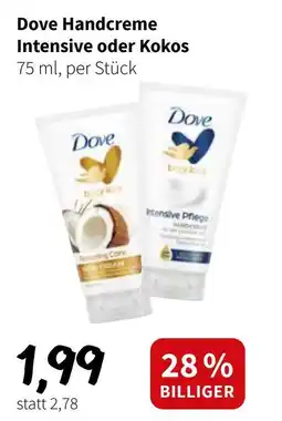 Der Grissemann Dove Handcreme Intensive oder Kokos Angebot