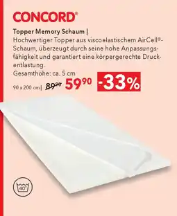 Matratzen Concord Topper memory schaum Angebot