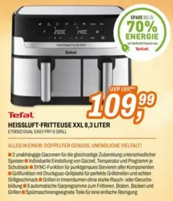 Tefal Heissluft-Fritteuse XXL 8,3 L EY905D DUAL EASY FRY & GRILL