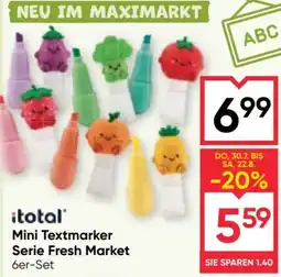 Maximarkt itotal Mini Textmarker Serie Fresh Market Angebot