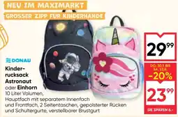 Maximarkt DONAU Kinder-rucksack Astronaut oder Einhorn Angebot