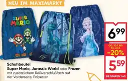 Maximarkt Schuhbeutel Super Mario, Jurassic World oder Frozen Angebot