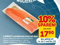 Interspar S-Budget Lachsfiletseite frisch mit Haut Angebot