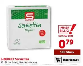 Interspar S-Budget Servietten Angebot