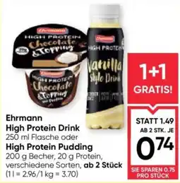 Maximarkt Ehrmann High Protein Drink oder High Protein Pudding Angebot