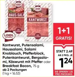 Maximarkt Kantwurst, Putensalami, Haussalami, Salami Knoblauch, Pfefferblock, Putenkantwurst, Bergsalami, Käswurst mit Pfeffer oder Bre Angebot