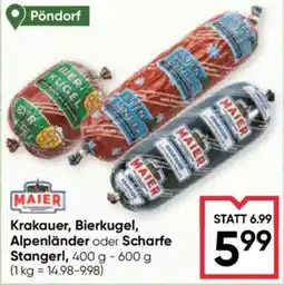 Maximarkt Maier Krakauer, Bierkugel, Alpenländer oder Scharfe Stangerl Angebot