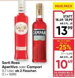 Maximarkt Sarti Rosa Aperitivo oder Campari Angebot