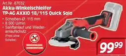 Zgonc Akku-Winkelschleifer TP-AG AXXIO 18/115 Quick Solo Angebot