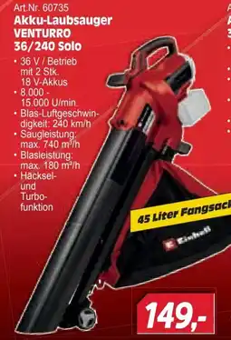 Zgonc Akku-Laubsauger VENTURRO 36/240 Solo Angebot