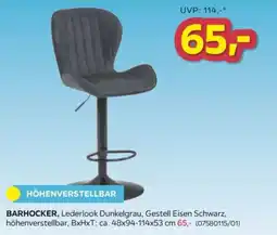 Möbelix Barhocker, Lederlook Dunkelgrau, Gestell Eisen Schwarz Angebot