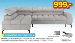 Möbelix ECKSOFA, Webstoff Hellgrau, Füße Schwarz Angebot