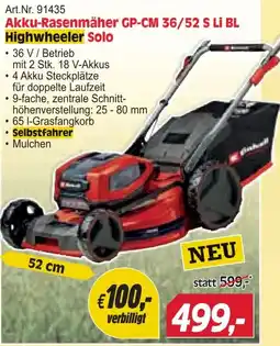Zgonc Akku-Rasenmäher GP-CM 36/52 S Li BL Highwheeler Solo Angebot