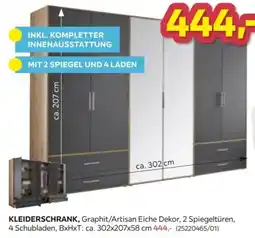 Möbelix Kleiderschrank, Graphit/Artisan Eiche Dekor Angebot