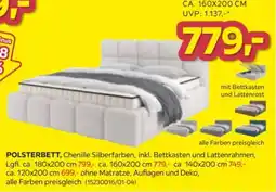 Möbelix POLSTERBETT, Chenille Silberfarben Angebot