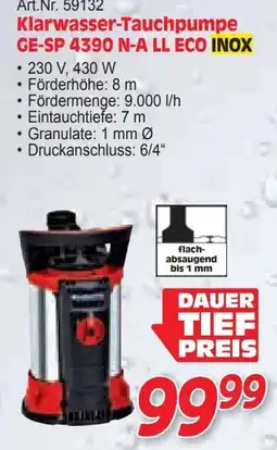 Zgonc Klarwasser-Tauchpumpe GE-SP 4390 N-A LL ECO INOX Angebot