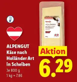 Lidl Alpengut käse nach holländer art in scheiben Angebot