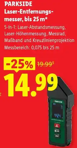 Lidl Parkside laser-entfernungs messer, bis 25 m Angebot