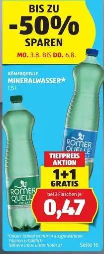 Hofer Römerquelle Mineralwasser Angebot