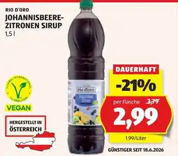 Hofer Rio D'Oro Johannisbeere-Zitronen Sirup Angebot