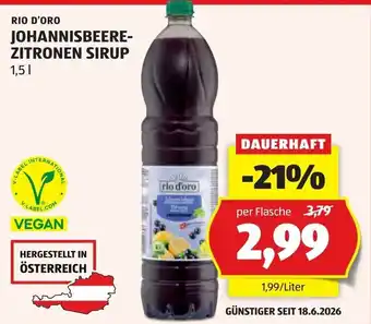 Hofer Rio D'Oro Johannisbeere-Zitronen Sirup Angebot