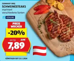 Hofer Sonnhof BBQ Schweinesteaks Angebot
