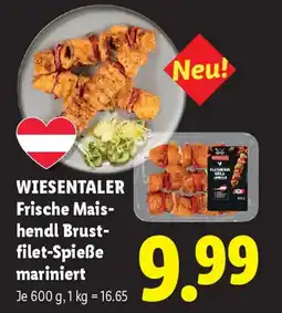 Lidl Wiesentaler frische mais hendl brust filet spieße mariniert Angebot
