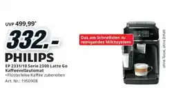 Media Markt Philips EP 2331/10 Serie 2300 Latte Go Kaffeevollautomat Angebot