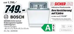 Media Markt BOSCH SMD6ECX21E Serie 6 Einbaugeschirrspüler vollintegriert Angebot