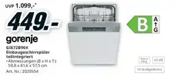 Media Markt gorenje Einbaugeschirrspüler Angebot