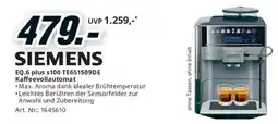 Media Markt Siemens EQ.6 plus s100 TE651509DE Kaffeevollautomat Angebot