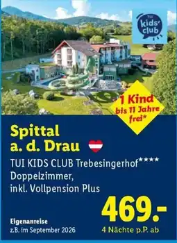 Lidl Reisen TUI KIDS CLUB Trebesingerhof Angebot