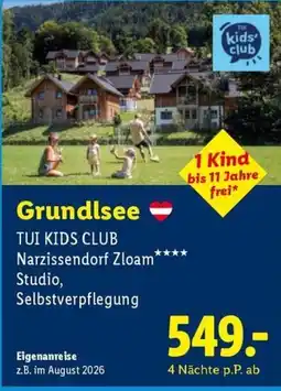 Lidl Reisen Grundlsee TUI KIDS CLUB Angebot