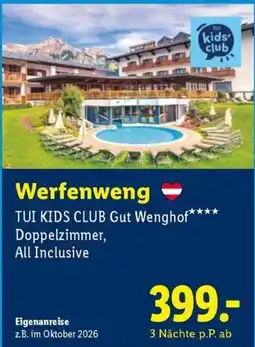 Lidl Reisen TUI KIDS CLUB Gut Wenghof Angebot