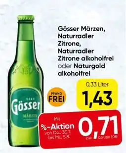 Eurospar Gösser Märzen, Naturradler Zitrone, Naturradler Zitrone alkoholfrei oder Naturgold alkoholfrei Angebot