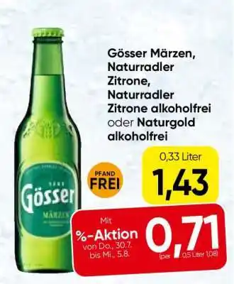 Eurospar Gösser Märzen, Naturradler Zitrone, Naturradler Zitrone alkoholfrei oder Naturgold alkoholfrei Angebot