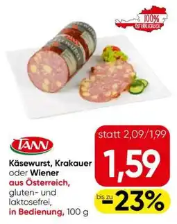 Eurospar TANN Käsewurst, Krakauer oder Wiener Angebot