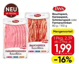 Eurospar TANN Bauchspeck, Karreespeck, Schinkenspeck oder Farmerschinken Angebot
