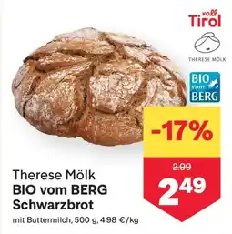 MPreis Therese Mölk BIO vom BERG Schwarzbrot Angebot